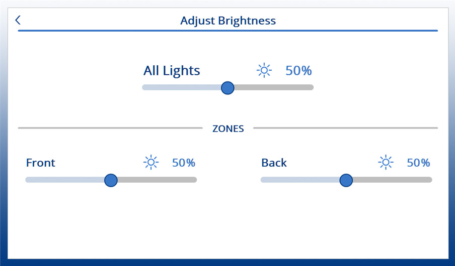 User interface of brightness adjusted to 50 percent